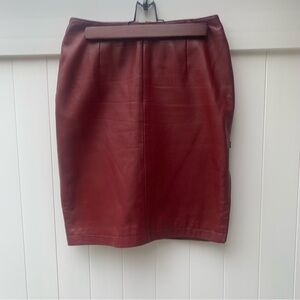 Hugo Buscati 100% Leather Pencil Skirt - Brick Red - Fully Lined - Size 6